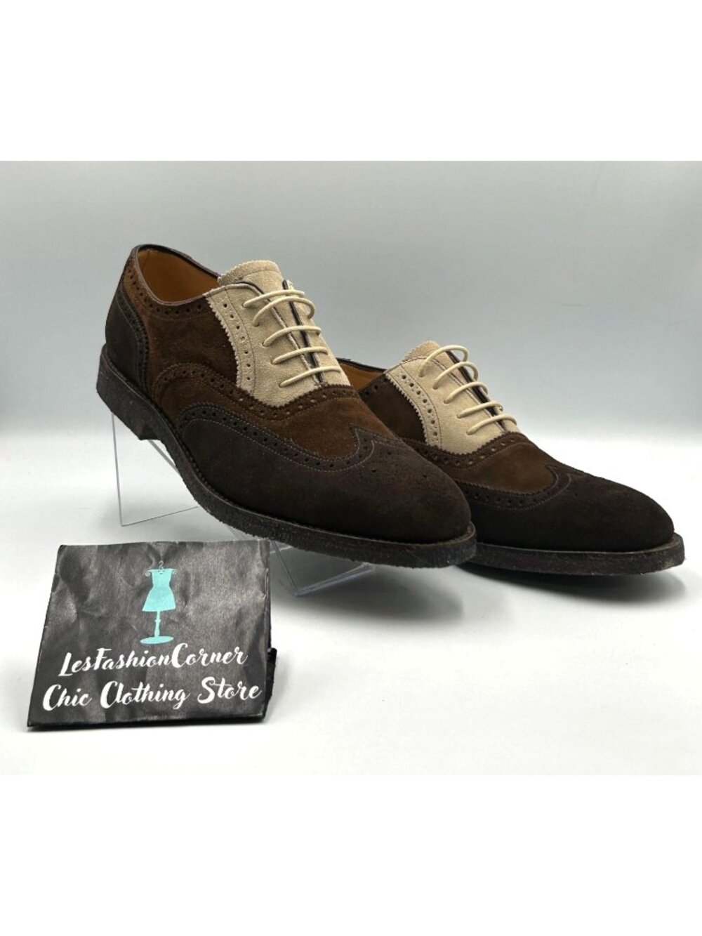 Peal & Co. For Brooks Brothers Men Brown Suede Wingtip Oxford Shoes Sz 11D 3268 - Picture 12 of 16